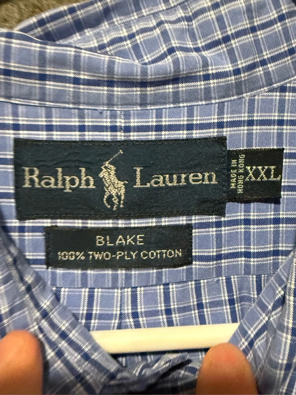 Polo Ralph Lauren Blake Shirt Mens XXL Blue Plaid Button Up Cotton Long Sleeve